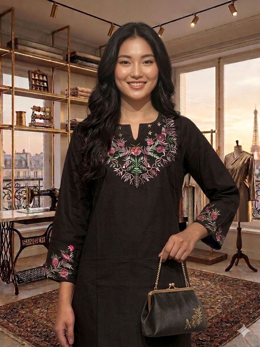 Midnight Black Embroidered Co-ord Set