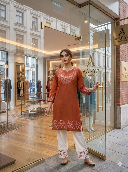 Rust Rose Embroidered Co-ord Set