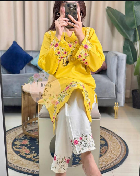 Sunshine Yellow Embroidered Co-ord Set