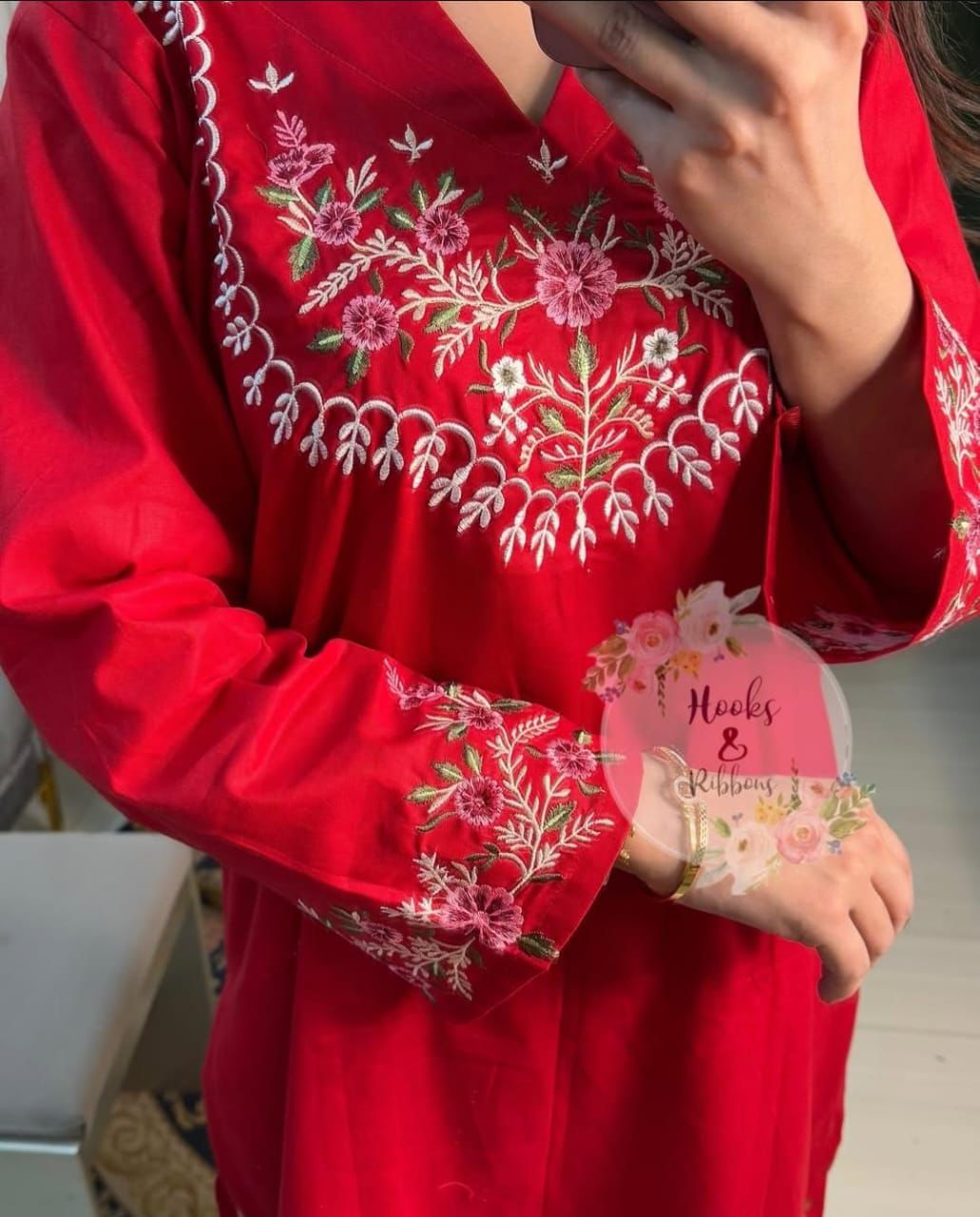 Ruby Red Embroidered Co-ord Set