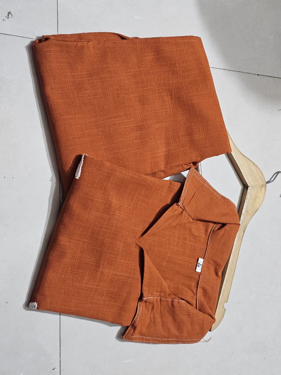 Women’s Rust Orange Floral Embroidered Cotton Co-Ord Set