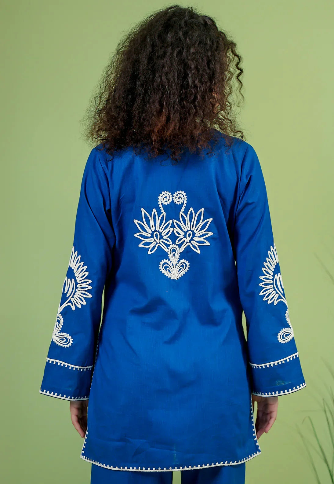 Alaya Blue Cotton Boxy Short Kurta Set