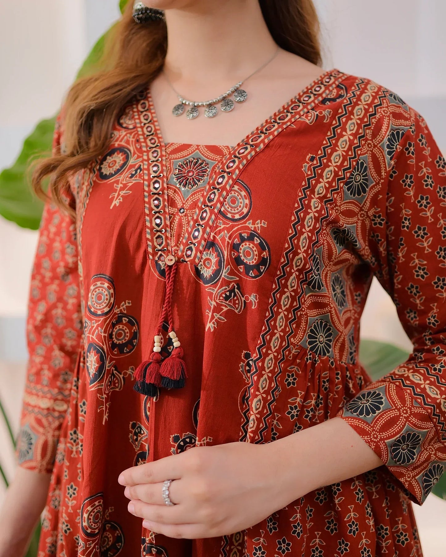 Terracotta Ajrakh Premium Cotton A Line Suit