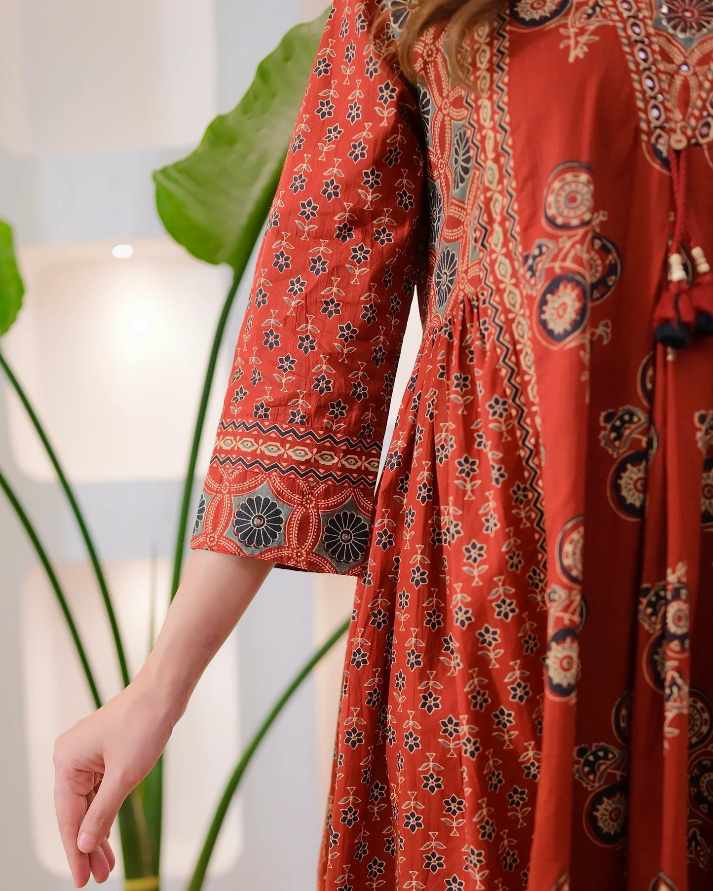 Terracotta Ajrakh Premium Cotton A Line Suit