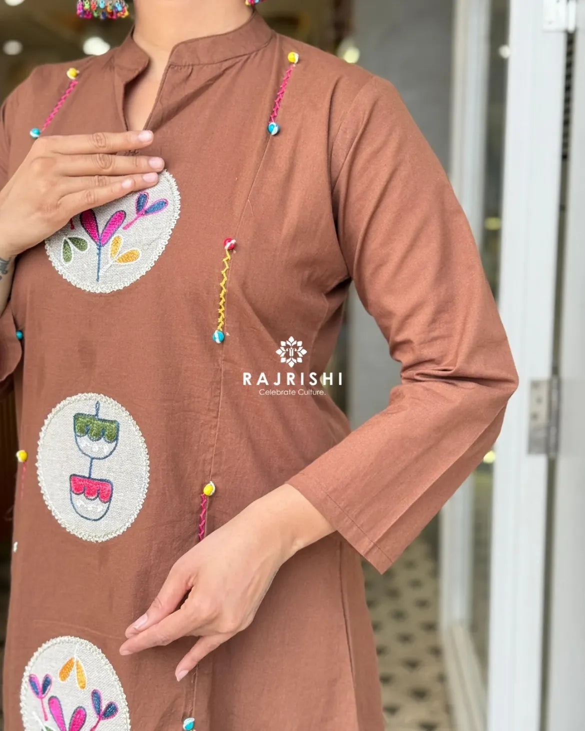 Rust Brown Mirror Work Co-ord Set