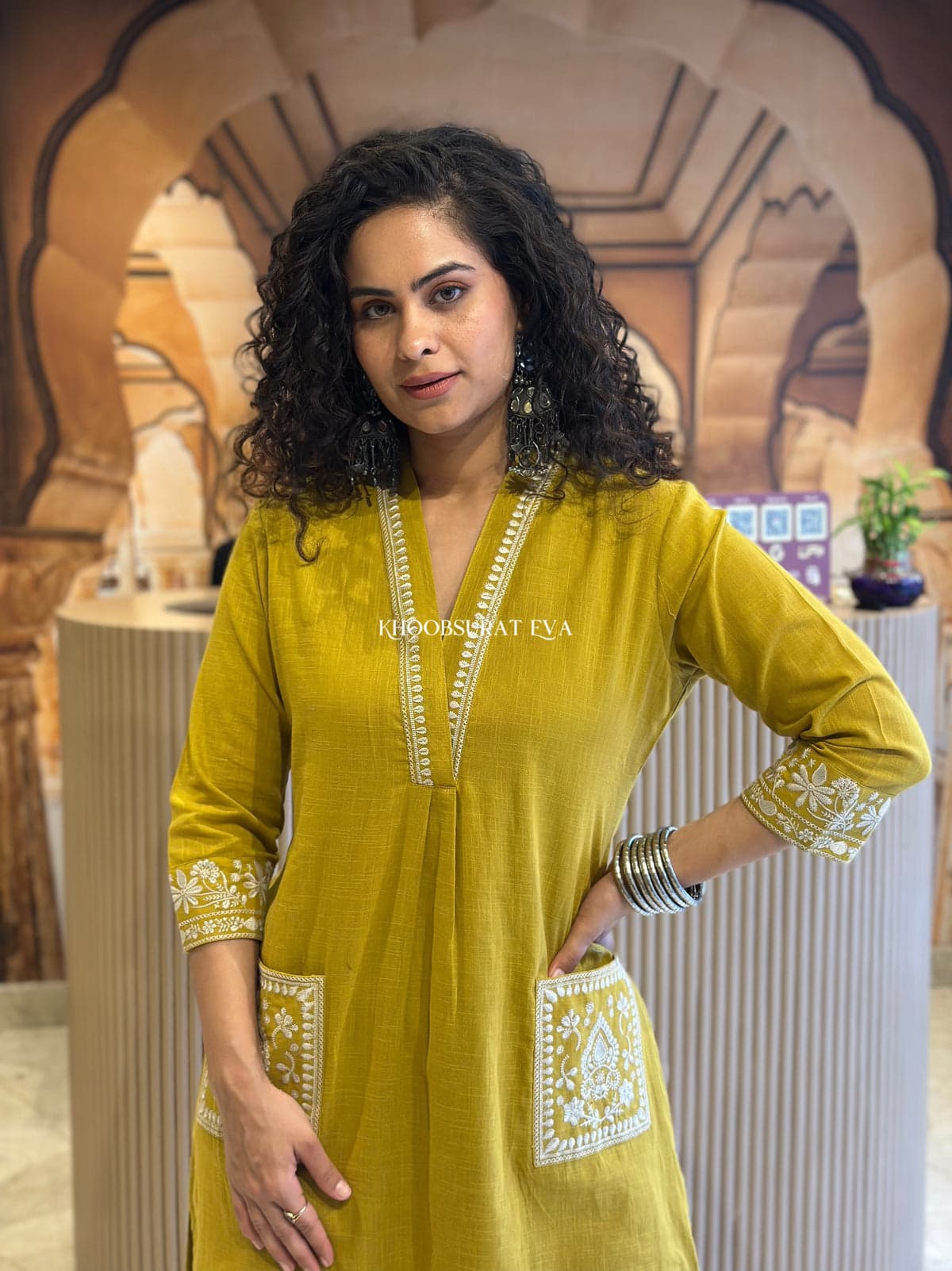 Yellow Beautiful Cotton Slub with Both Sides Pocket