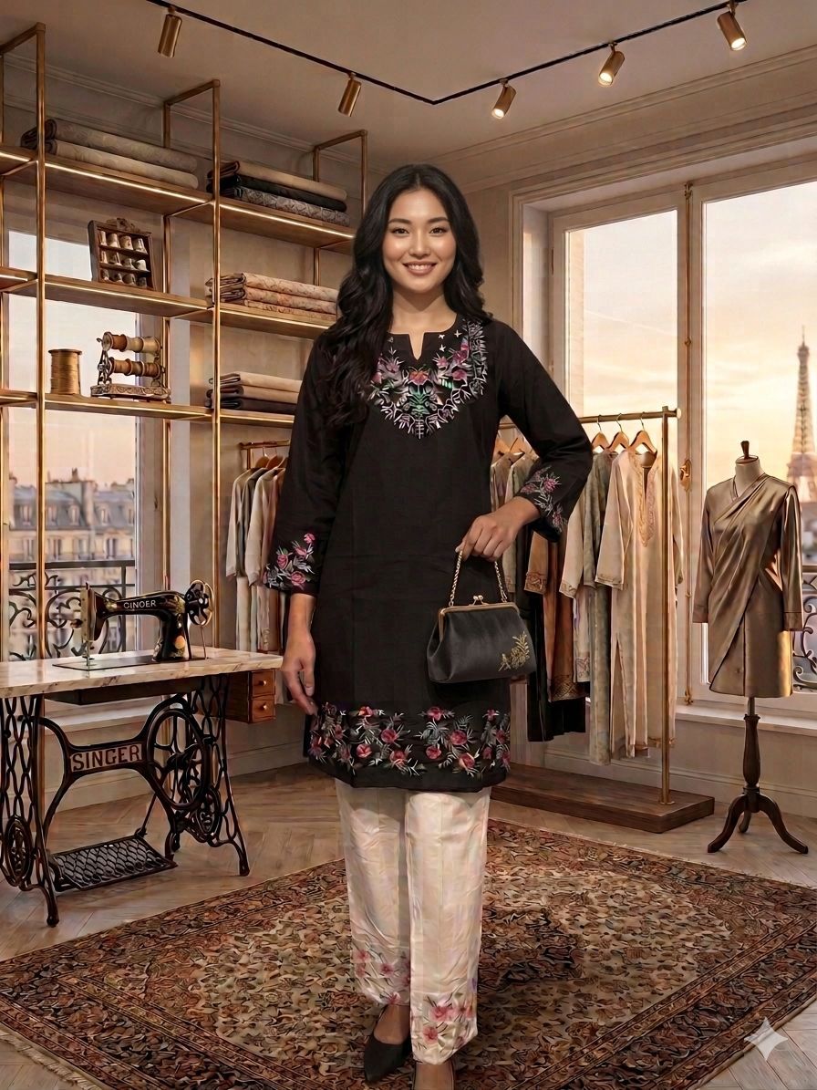 Midnight Black Embroidered Co-ord Set
