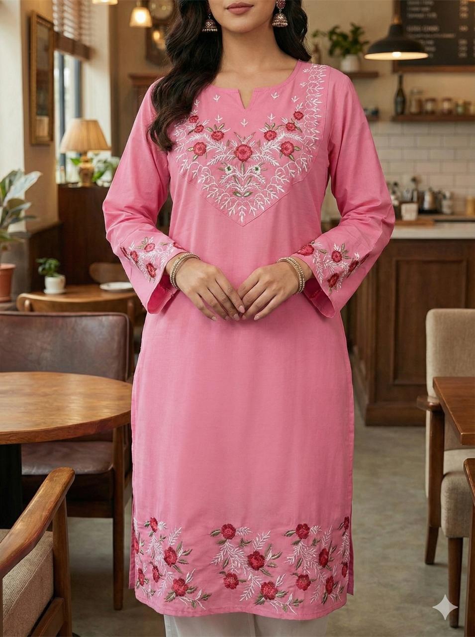 Pink Blossom Embroidered Co-ord Set