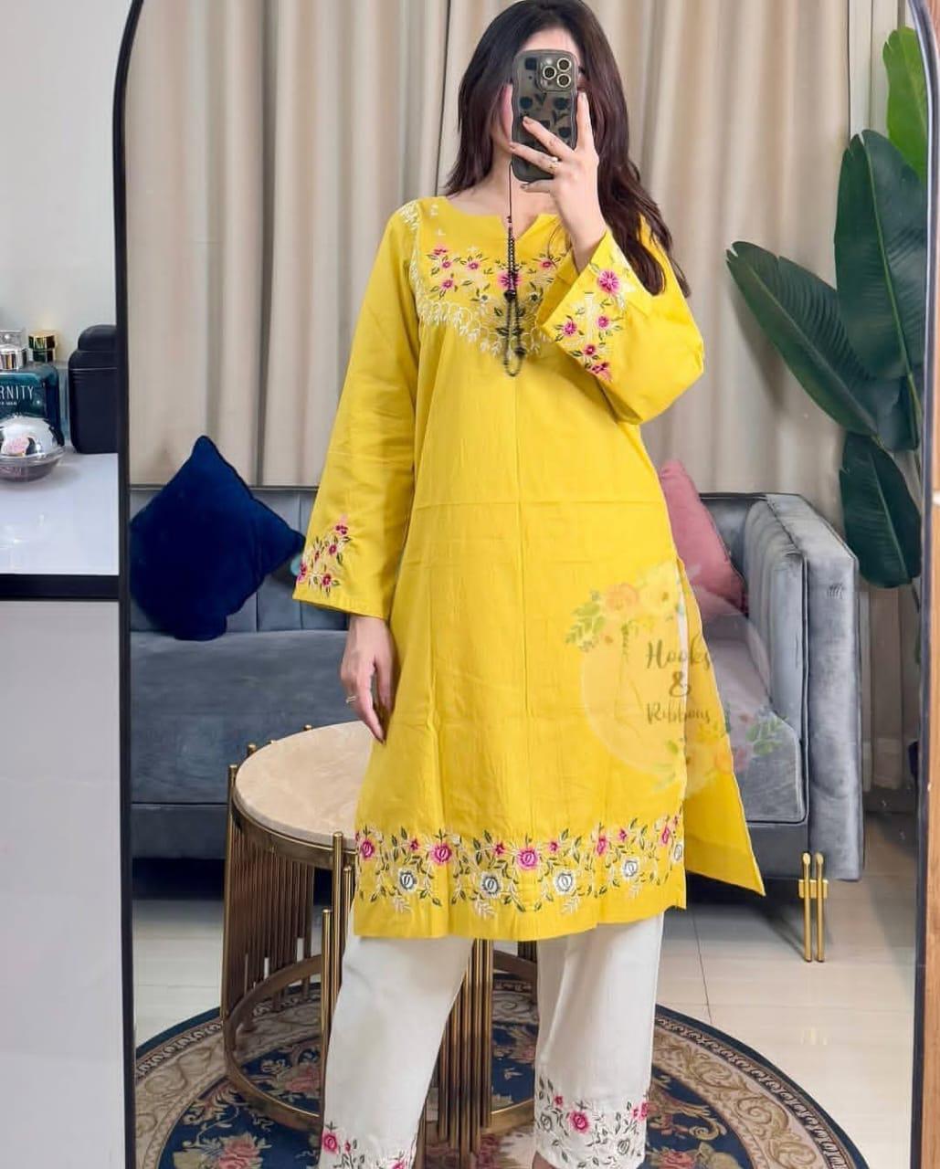 Sunshine Yellow Embroidered Co-ord Set