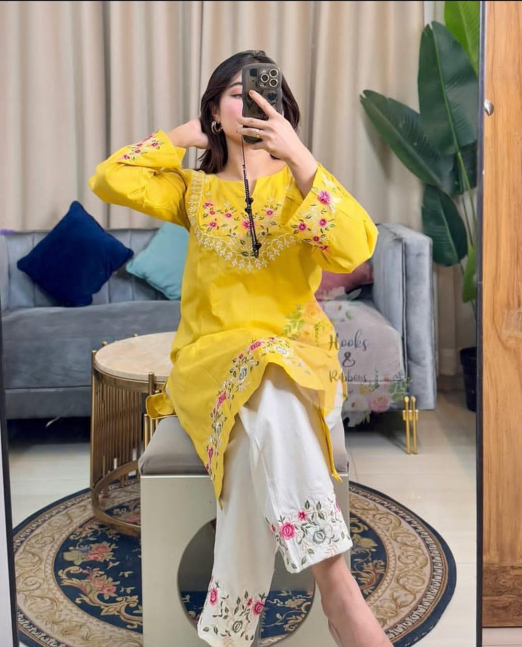 Sunshine Yellow Embroidered Co-ord Set