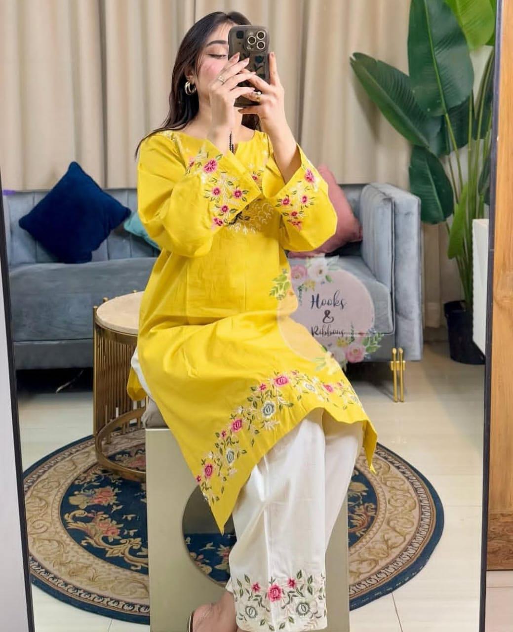 Sunshine Yellow Embroidered Co-ord Set