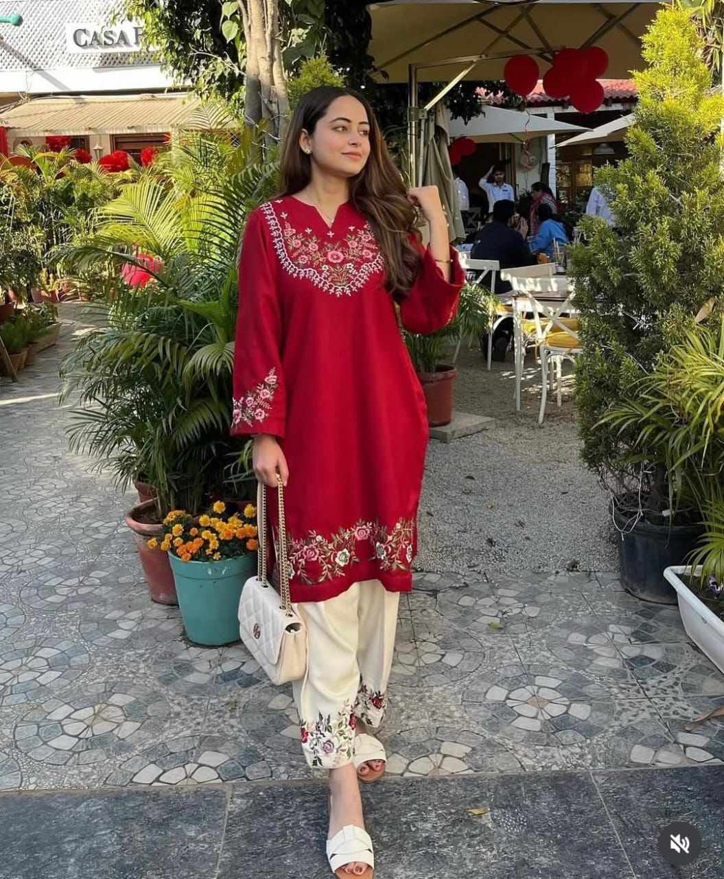 Ruby Red Embroidered Co-ord Set