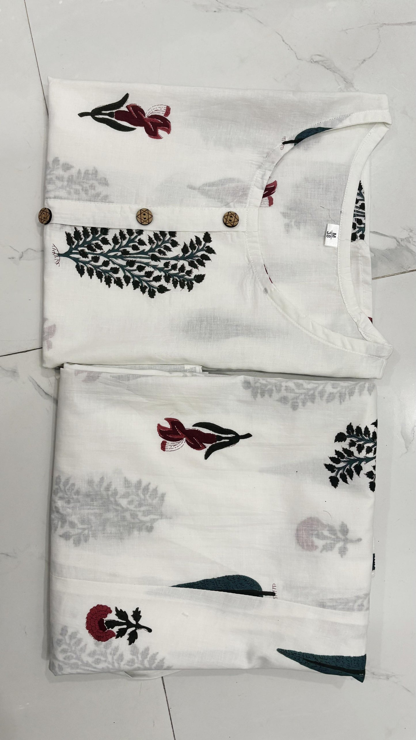 White Printed Sleeveless Anarkali Kurta