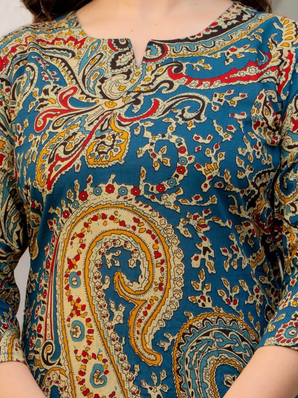 Teal Paisley Printed Cotton Co-Ord Set