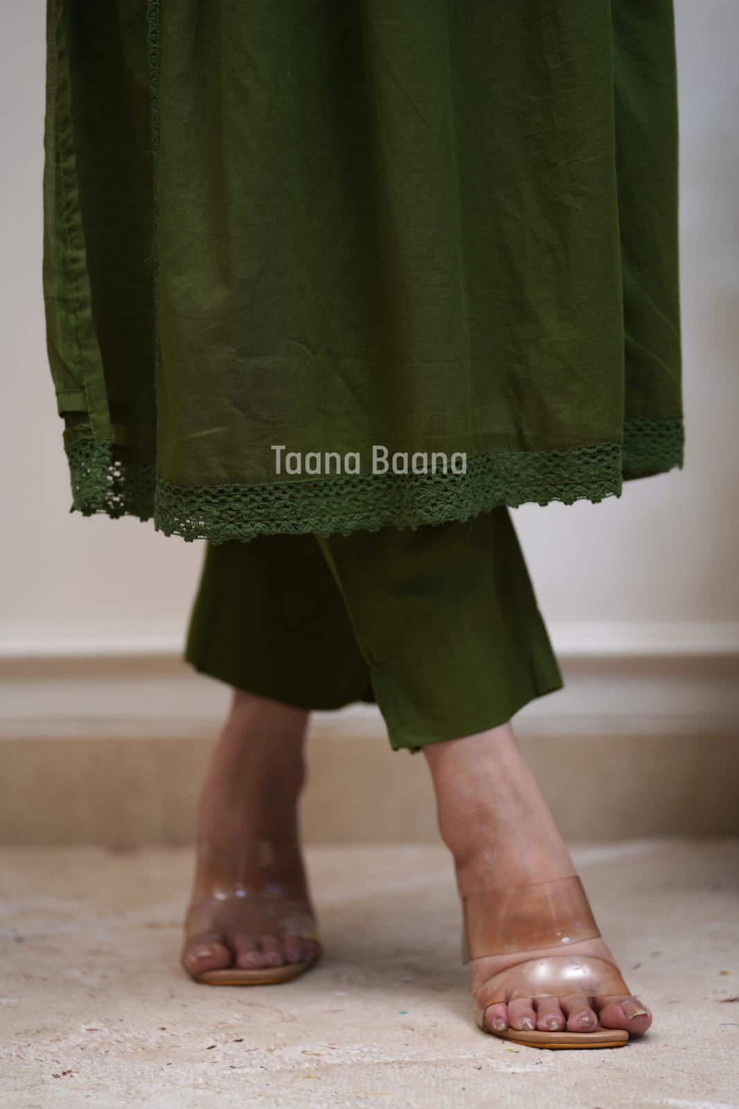 Green Floral Embroidered Anarkali Set